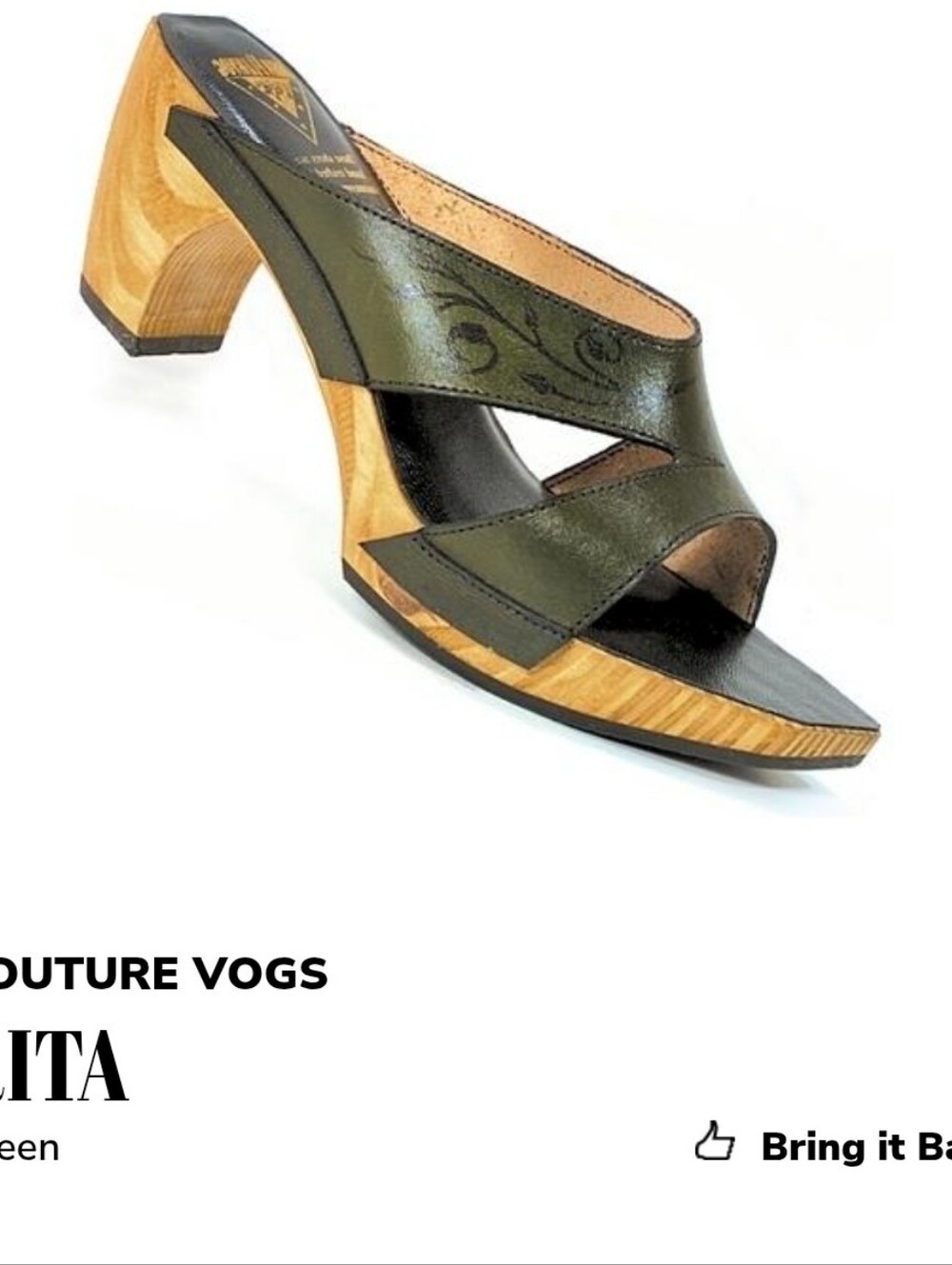 Fluevog Couture Vog Rita Tan Leather Slide Sandals